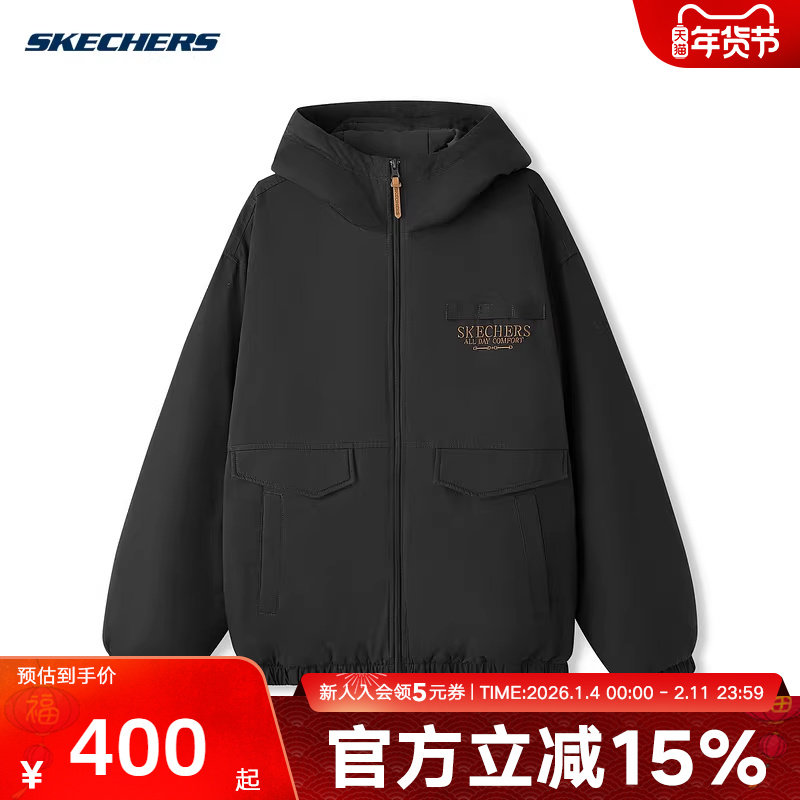 Skechers斯凯奇棉服26新款秋冬男女同款宽松外套 L126U002/0018,运动服/休闲服装,运动棉衣,淘宝优惠券,粉丝福利购,淘宝优惠卷