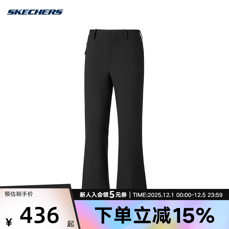 Skechers斯凯奇女裤秋冬新款运动裤加绒保暖长裤 P425W133/0018