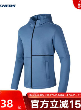 Skechers斯凯奇春季男子休闲运动舒适针织连帽外套 P123M006/0378