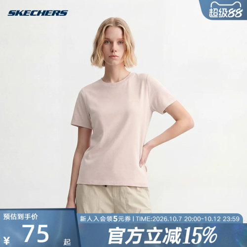 Skechers斯凯奇2026夏季女运动休闲时尚百搭针织短袖T恤 L226W101