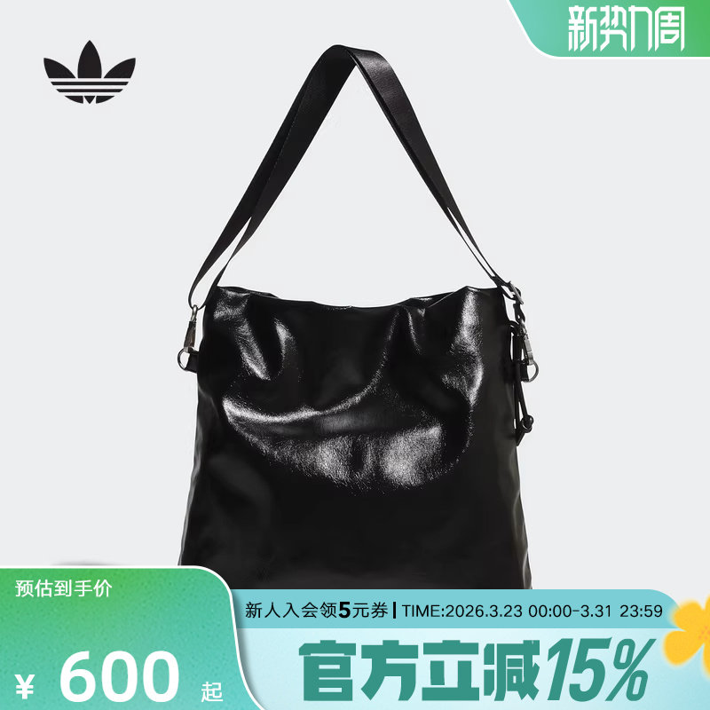 adidas阿迪达斯三叶草大容量休闲革面单肩包26夏男女斜挎包K