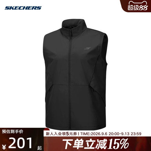 Skechers斯凯奇26夏季男士背心立领拉链无袖时尚舒适外套P326M028