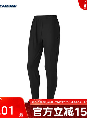 Skechers斯凯奇秋季女款休闲运动针织黑色长裤 P324W013/0018