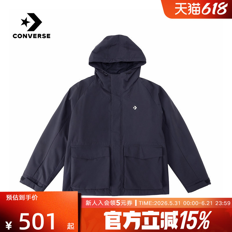 Converse匡威男女棉服2026春新品印花logo保暖连帽棉服UCJ415-GHM