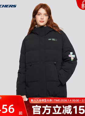 Skechers斯凯奇女冬季26新款时尚黑色简约梭织羽绒服外套L424W172