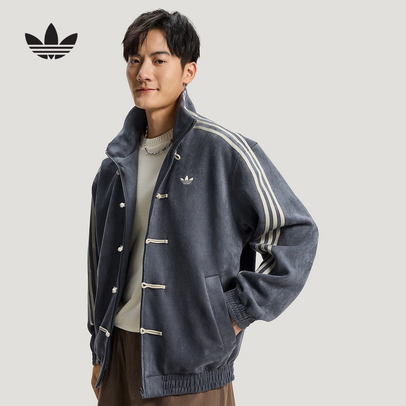 adidas阿迪达斯三叶草新中式盘扣运动宽松情侣款夹克外套 KR0295