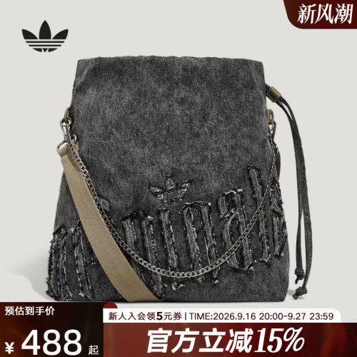 adidas阿迪达斯三叶草女复古水洗牛仔布单肩拎包斜挎包 KX0560