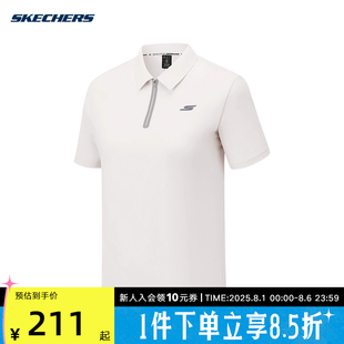 Skechers斯凯奇25夏女百搭舒适透气针织短袖 01B4 POLO衫 P325W097