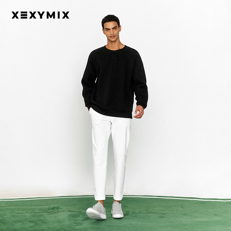 xexymix杰克茜男分割线暗扣领拉绒卫衣休闲运动秋冬保暖HGTC2211G