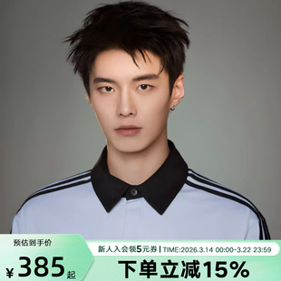 阿迪达斯三叶草何与同款男棉质橄榄球运动宽松长袖POLO衫 KE2445