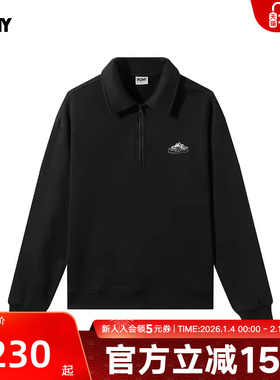 PONY1972波尼秋冬新品男子户外休闲运动长袖保暖套衫244M2GS01BK