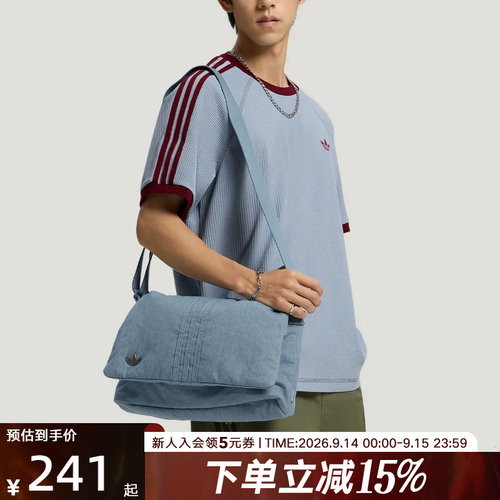 adidas阿迪达斯三叶草牛仔单肩包