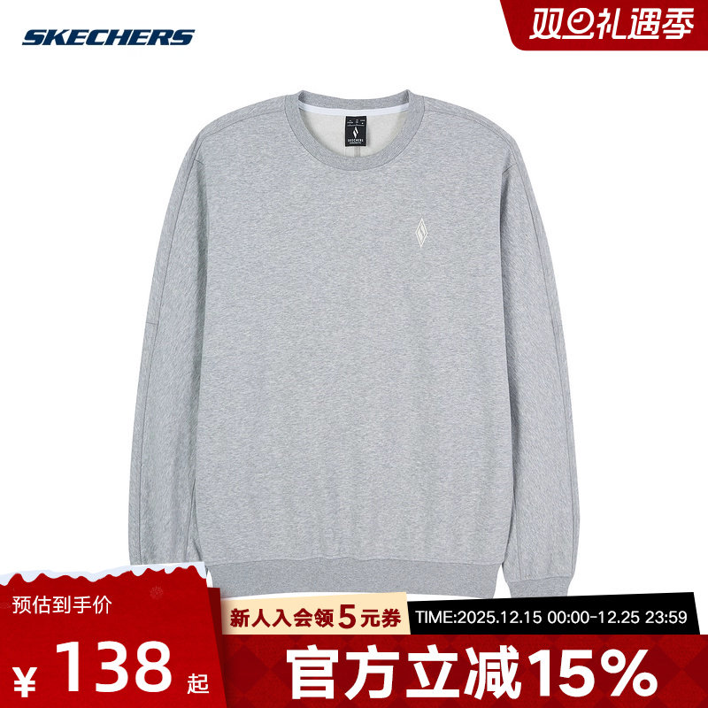 Skechers斯凯奇男款卫衣舒适休闲运动针织套头衫 L124M034/046J