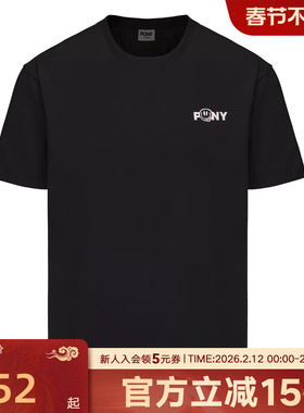 Pony波尼男女新款索罗娜凉感运动短袖舒适休闲水洗T恤252U2AT01BK