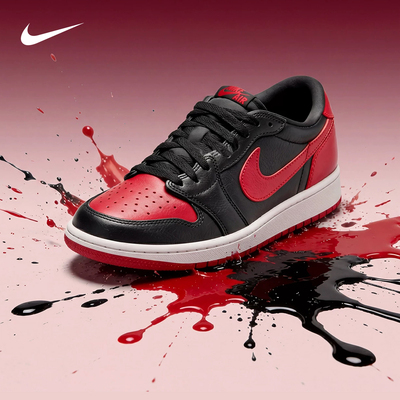 NIKE耐克男鞋 Air Jordan 1 禁穿黑红白低帮复古篮球鞋IW6276-001