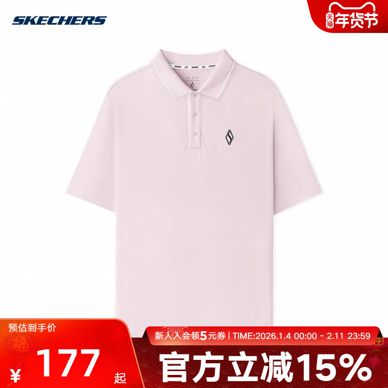 Skechers斯凯奇新款时尚舒适透气百搭休闲运动短袖POLO衫