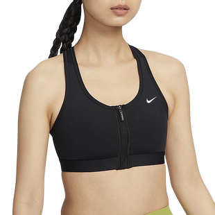 Nike耐克SWOOSH女子中强度支撑速干衬垫前拉链运动内衣FN2732-010