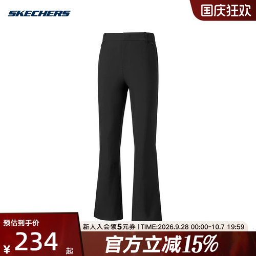 SKECHERS斯凯奇女修身黑色梭织冬季户外防风健身裤 P426W078-0018