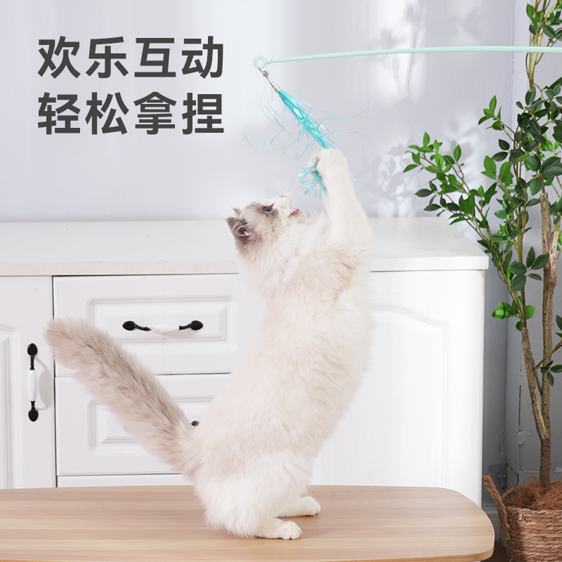 猫咪逗猫棒解闷神器自嗨带铃铛幼猫耐咬可伸缩替换头逗猫玩具用品