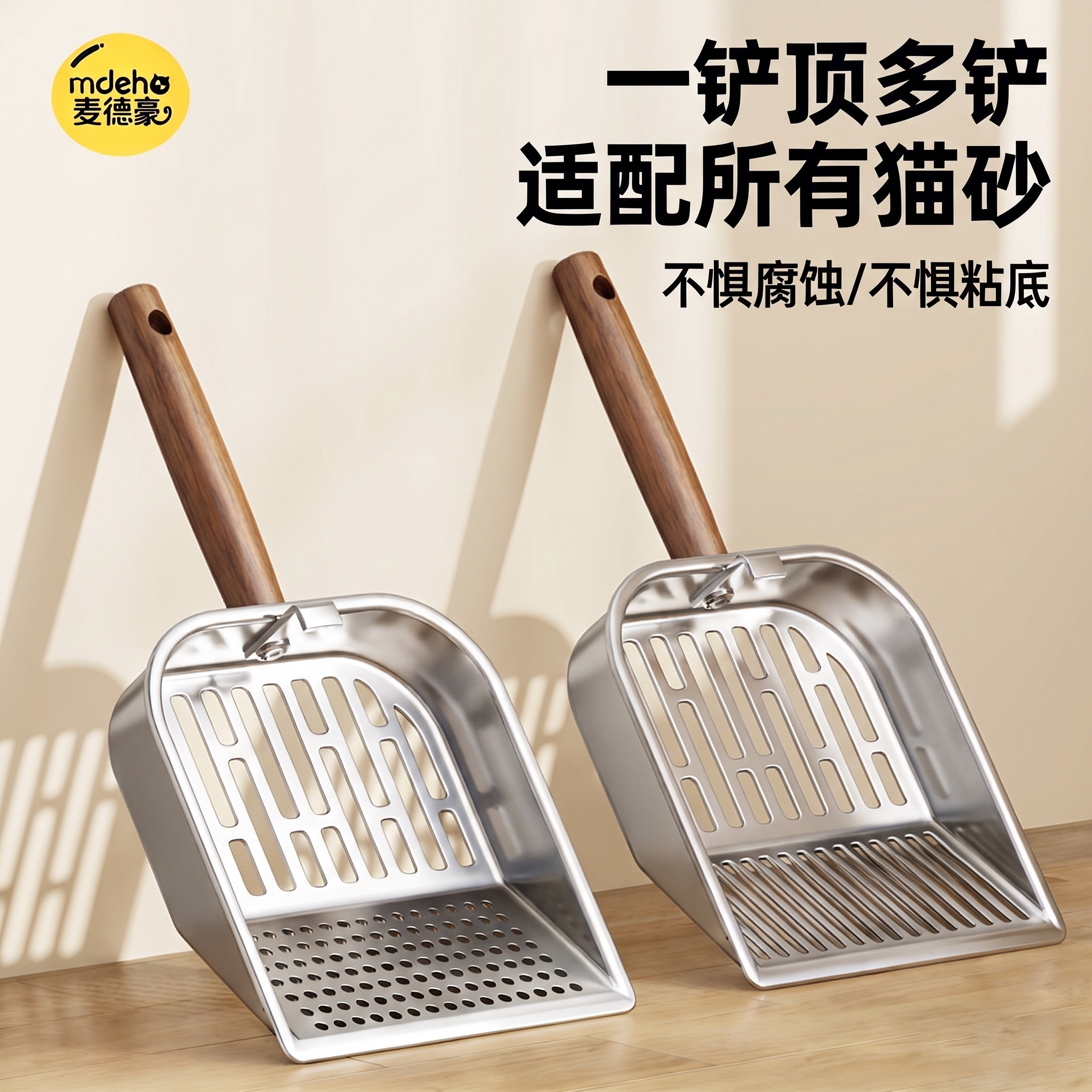 猫砂铲细孔不锈钢一体式猫屎铲子宠物矿砂豆腐砂专用大号铲屎神器