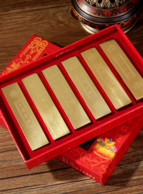 全铜实心金条仿制金条店铺摆饰大清银库仿真金条摆件中式装饰送礼