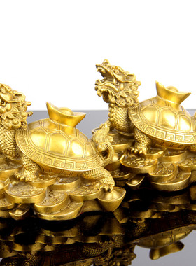 黄铜龙龟摆件元宝安宅龙头龟客厅