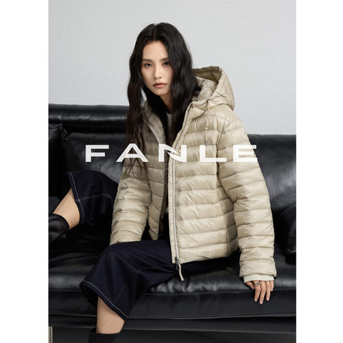 FANLE STUDIOS户外轻量透气新国标95白鹅绒休闲连帽排骨羽绒服女