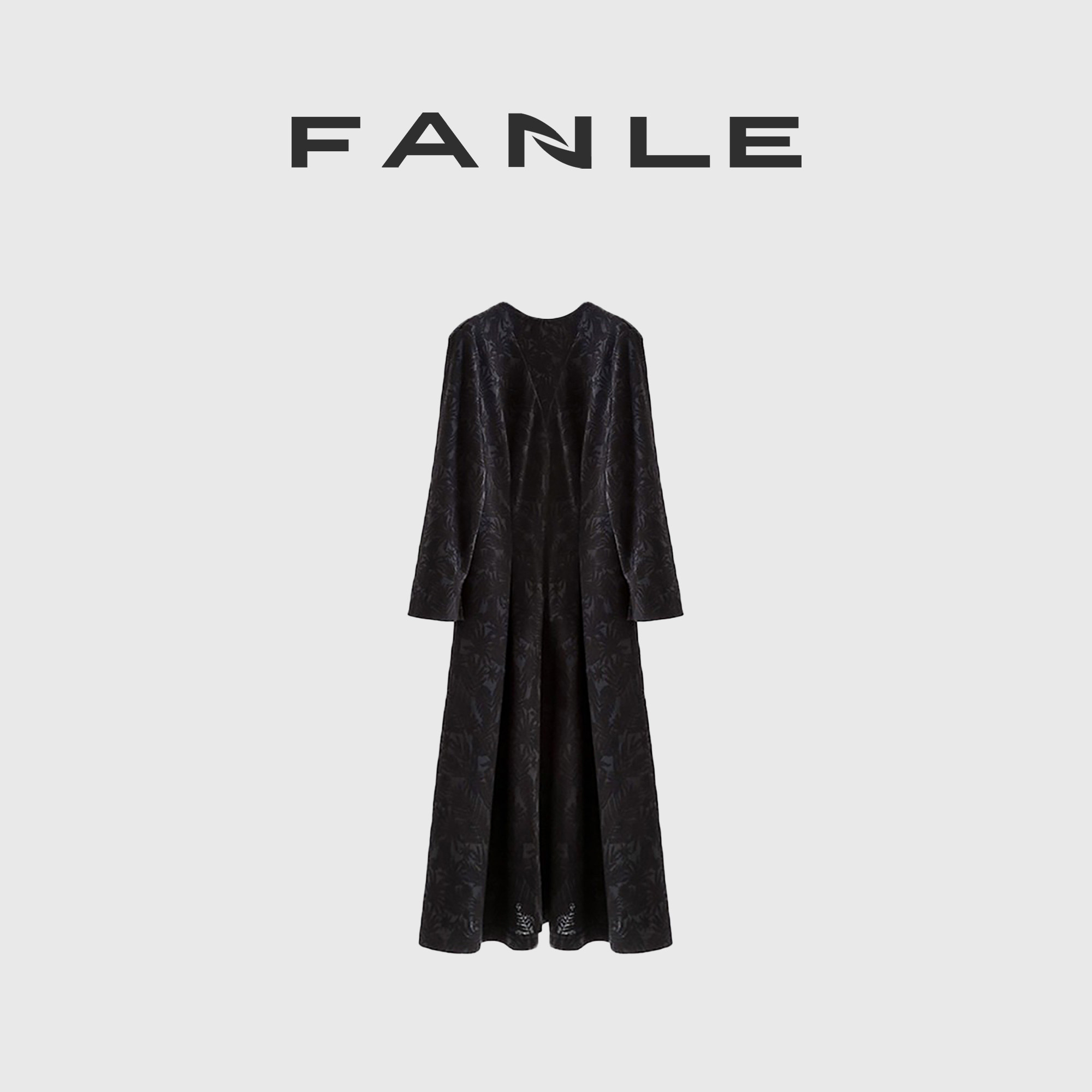 FANLE STUDIOS轻奢春秋羊毛莱赛尔提花高级感法式气质长袖连衣裙