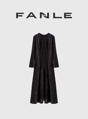 断码清仓不退换轻奢春秋羊毛莱赛尔提花高级感法式气质长袖连衣裙