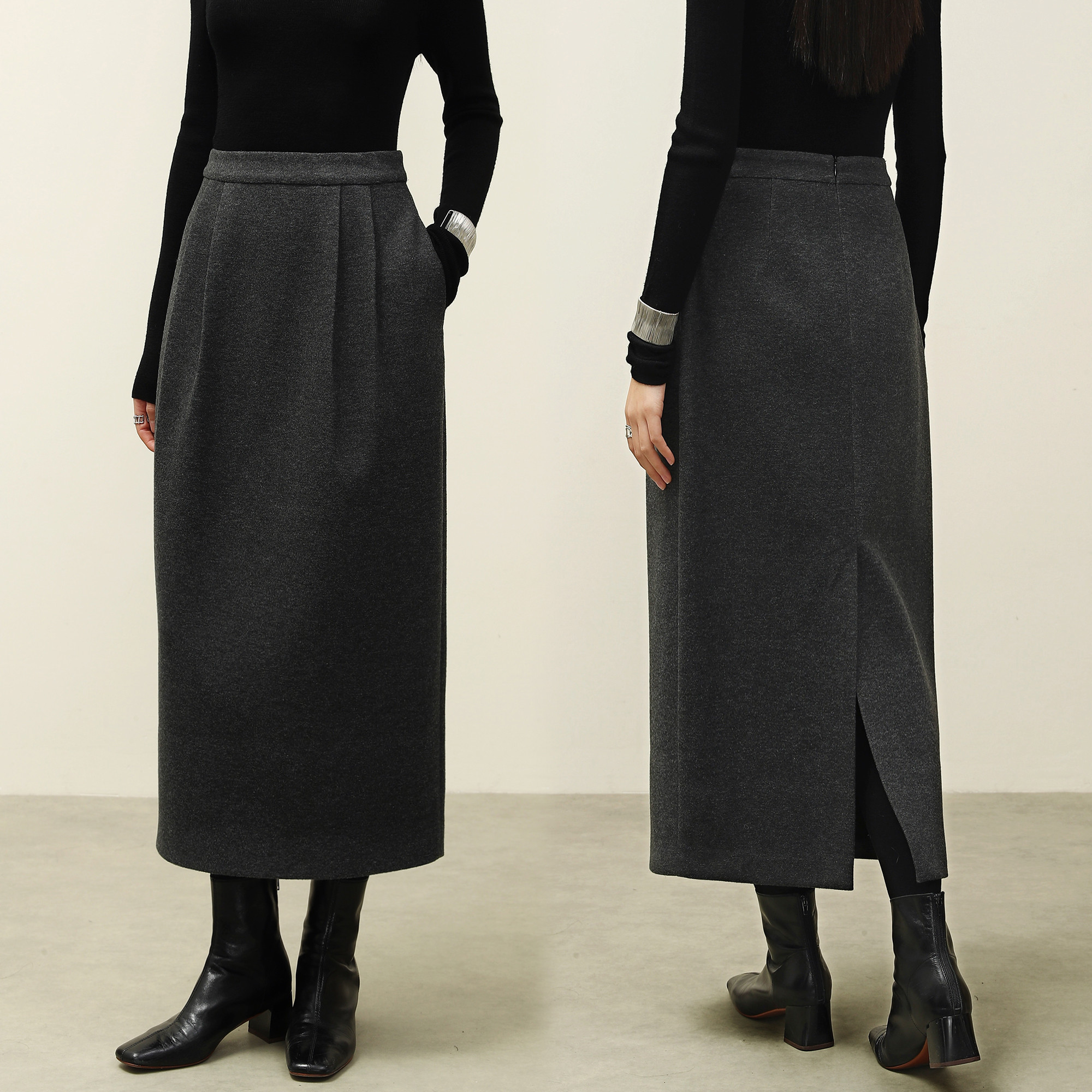 FANLESTUDIOS花苞加厚羊毛半身裙