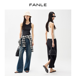 FANLE 薄款 180支呼吸羊毛透气圆领短袖 T恤U领背心 STUDIOS轻奢夏季