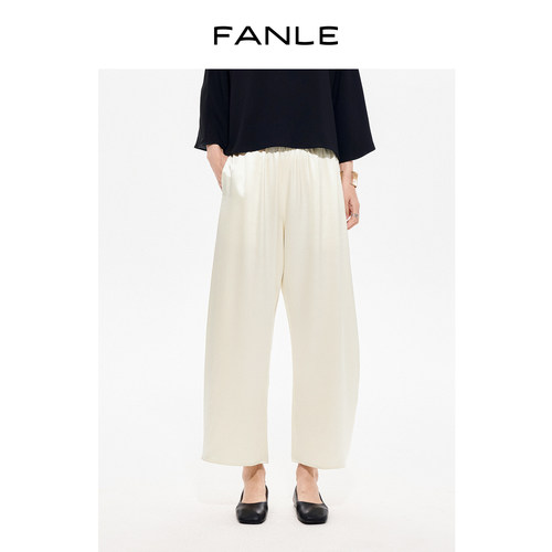 FANLE STUDIOS轻奢高密进口醋酸牛筋宽腰遮肉显瘦微弧形九分裤