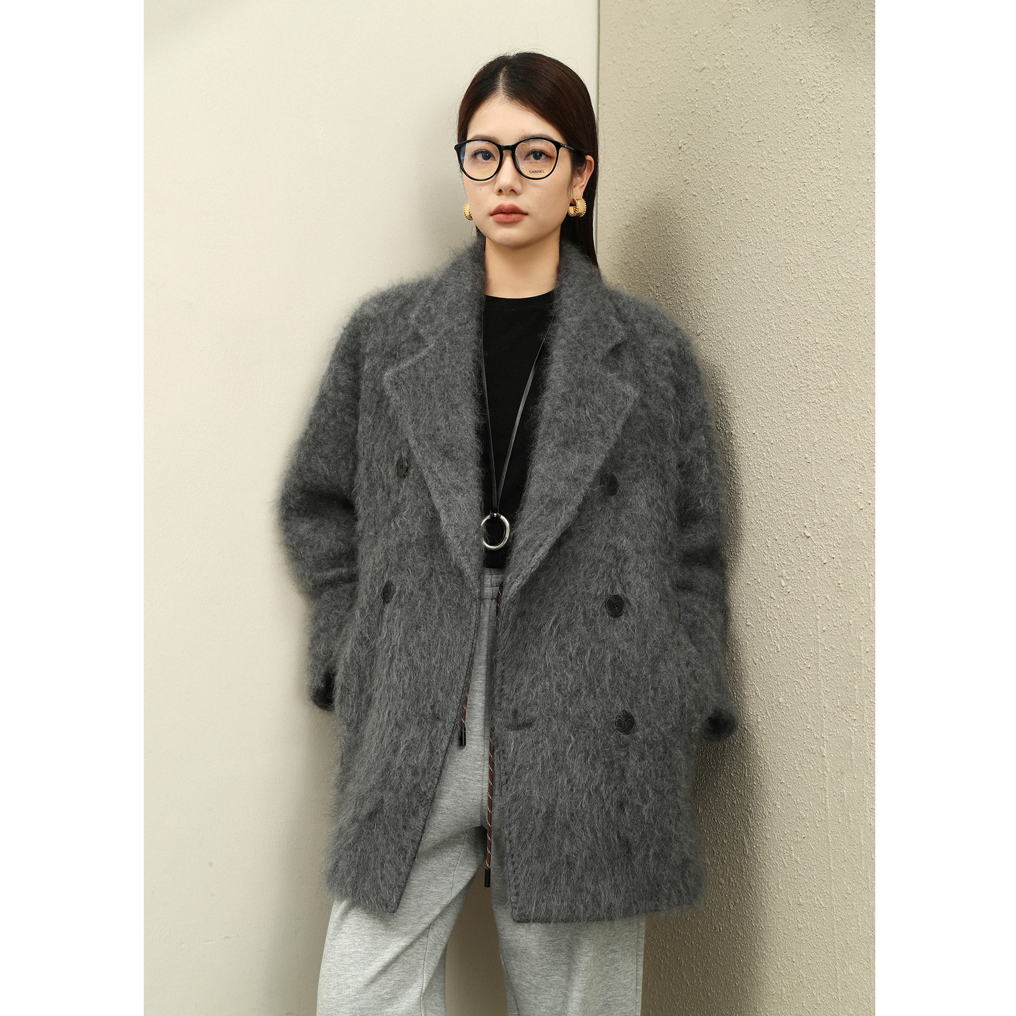 独家高奢中长款拉毛大衣全羊绒