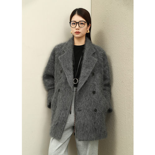 独家高奢中长款拉毛大衣全羊绒