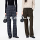 FANLE STUDIOS进口色织格纹精纺羊毛复古松弛牛筋高腰慵懒阔腿裤