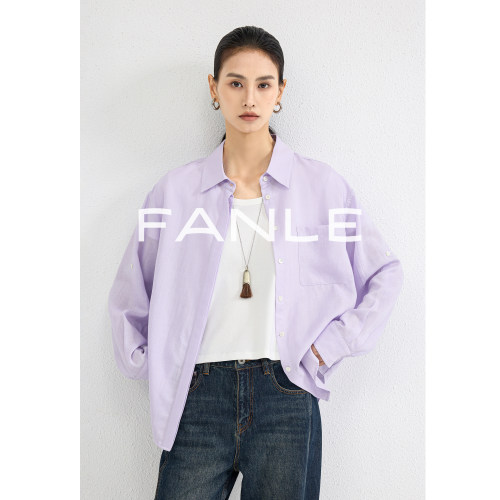 FANLE STUDIOS莫兰迪色系天丝亚麻防晒舒适透气廓形长袖两穿衬衫