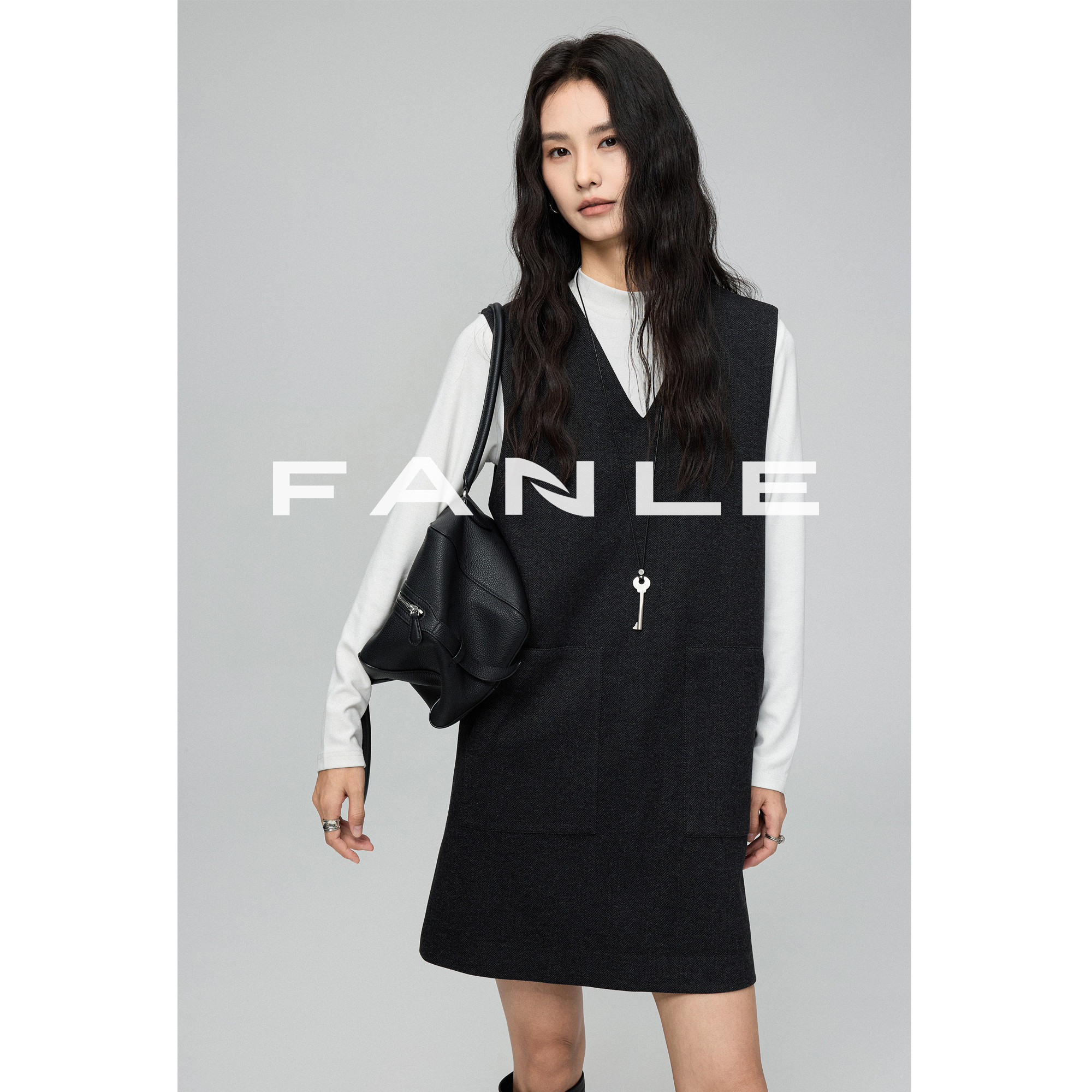 FANLESTUDIOS时髦叠穿小A羊毛裙