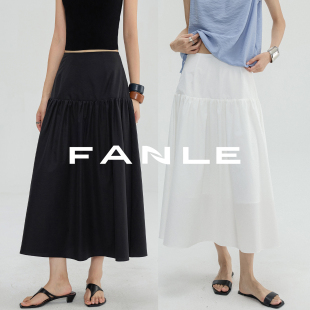 FANLE STUDIOS高口碑抗皱显瘦通勤松弛时髦宽腰封抽褶A字半身裙