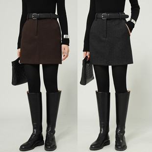 STUDIOS 加厚羊毛显瘦西装 口碑版 冬季 短裙百搭半身裙 型 FANLE