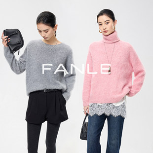 FANLE STUDIOS【长期主义】轻奢水洗拉绒R*W风可拆卸高领宽松毛衣