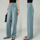 FANLE STUDIOS进口时髦先锋斜切线宽松茧型高腰慵懒风及地牛仔裤
