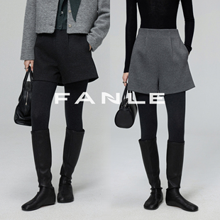 加厚保暖羊毛M1U风显瘦高腰立体捏褶花苞短裤 FANLE STUDIOS冬季