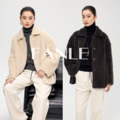 外套女 加密柔软短羊毛显瘦保暖翻领皮草中长款 FANLE STUDIOS冬季