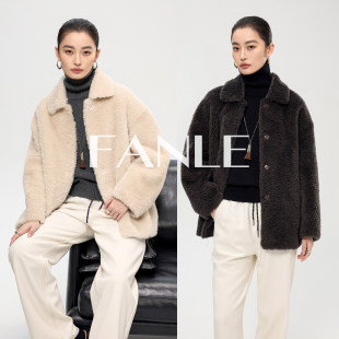 外套女 加密柔软短羊毛显瘦保暖翻领皮草中长款 FANLE STUDIOS冬季