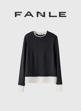 【清仓买三免一区】神T醋酸羊毛亲肤及简WAN能百搭拼色时髦长袖T