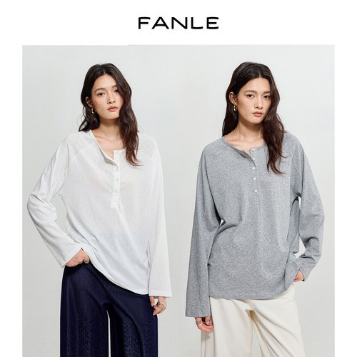FANLESTUDIOS亨利领雪花棉T