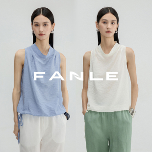 FANLE 气质上衣 STUDIOS进口缩绉真丝轻薄松弛感荡领下摆抽绳无袖