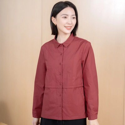 YUN韫通勤短款聚酯纤维夹棉衬衫