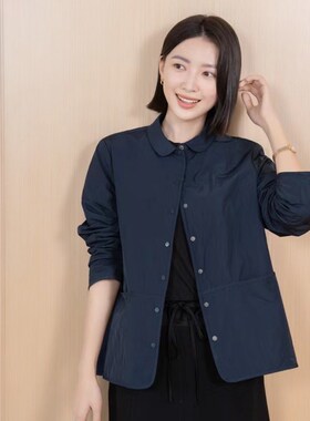 YUN韫2025秋冬新款女装翻领单排扣百搭通勤夹棉女短外套 风衣5012