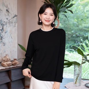 女T YUN韫2025秋季 花边领百搭休闲显瘦针织长袖 女装 上衣5982 新款